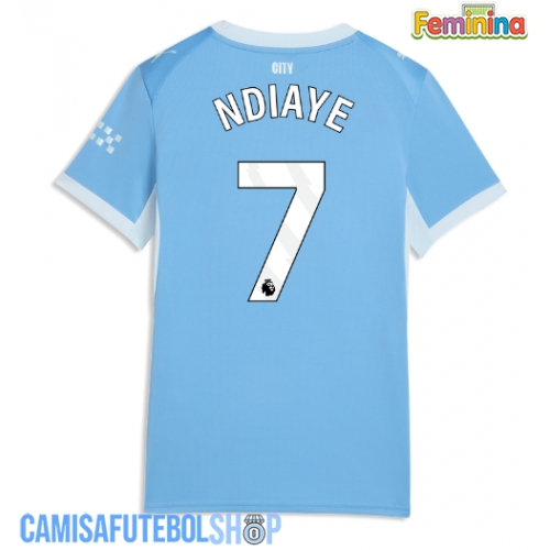Camisa de time de futebol Manchester City Iliman Ndiaye #7 Replicas 1º Equipamento Feminina 2026-27 Manga Curta
